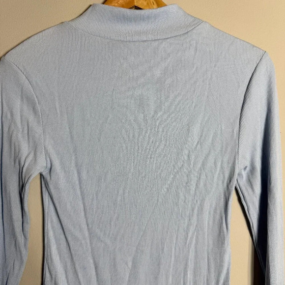 NWOT By Together Every Layer Top Ribbed Mock Neck Women's Medium Light Blue - Picture 9 of 11